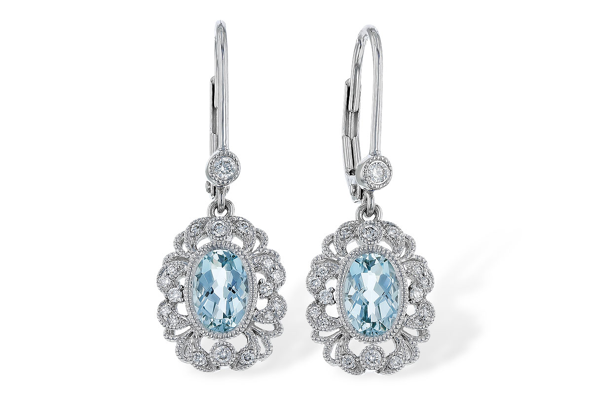 A311-10324: EARRINGS .75 TW AQUA .92 TGW (7x5MM AQUA)