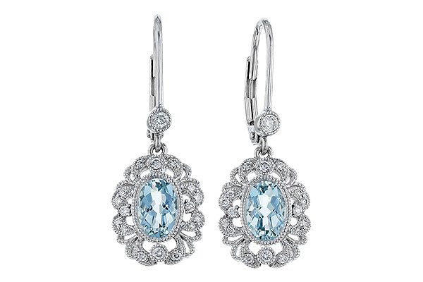 A311-10324: EARRINGS .75 TW AQUA .92 TGW (7x5MM AQUA)