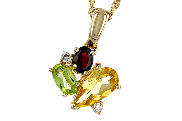 B311-12124: NECKLACE .79 SEMI PREC (CIT,PER,GAR) .82 TGW