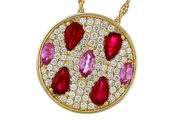 B311-17560: NECK 1.42 TW PRECIOUS (RUBY & PINK SAPP) 1.82 TGW