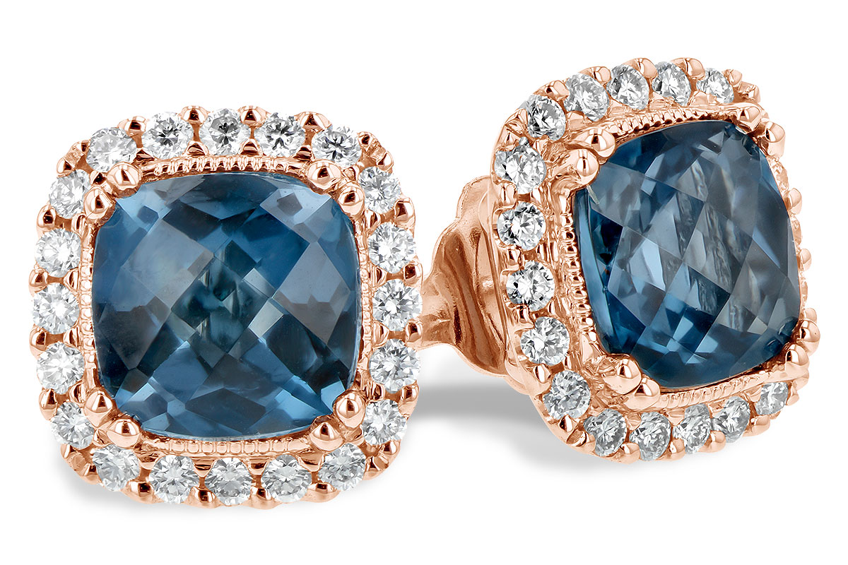 C225-64842: EARR 2.14 LONDON BLUE TOPAZ 2.40 TGW (6MM LBT)