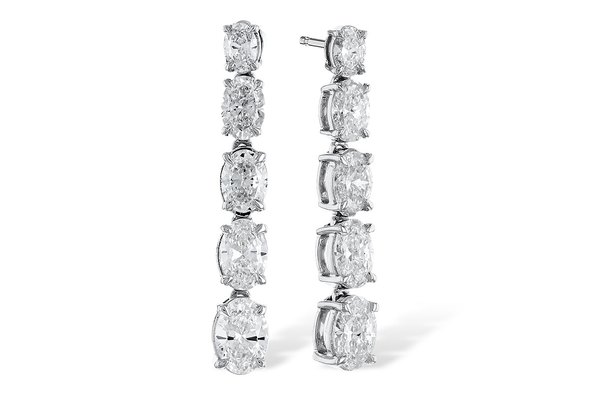 C310-24842: EARRINGS 1.90 TW OVAL DIAMONDS