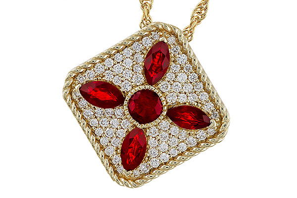 C311-13924: NECKLACE .81 TW RUBY 1.12 TGW
