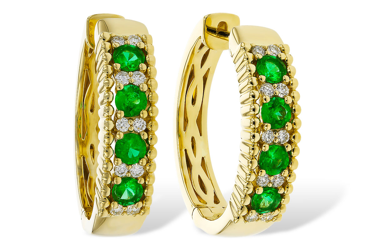 C311-17633: EARRINGS .33 TW EMERALD .45 TGW