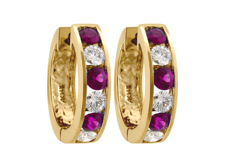 D037-48460: EARRINGS 1.22 RUBY 2.06 TGW