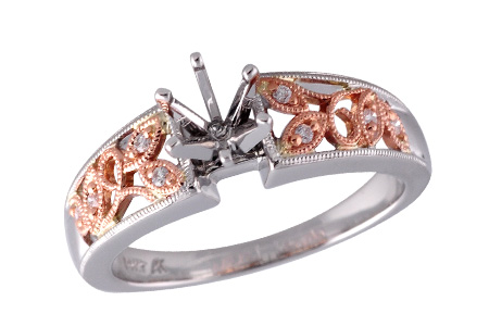 D222-03915: F042-03033 W/ ROSE GOLD INSERT .04 TW