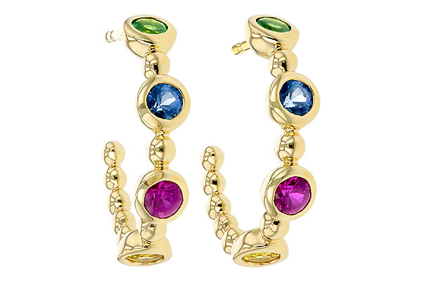 D312-00278: EARR .68 TW MULTI-COLOR SAPPH & GREEN GARNET