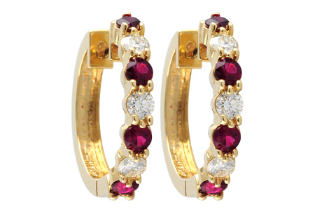 E037-48478: EARRINGS 1.30 RUBY 2.08 TGW
