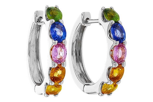 E311-12115: EARRINGS 2.20 TW MULTI-COLOR SAPPHIRE