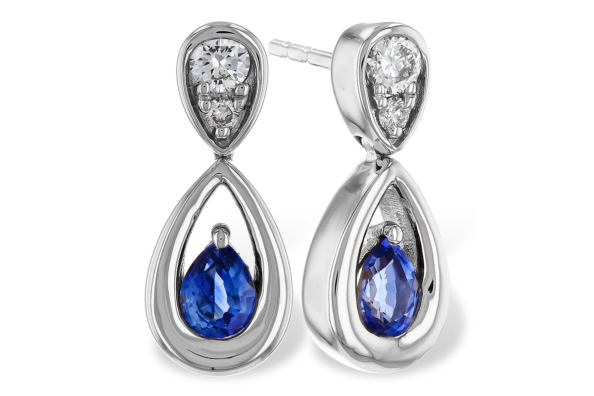 E311-12133: EARRINGS .42 SAPPHIRE .54 TGW (4x3 SAPP)