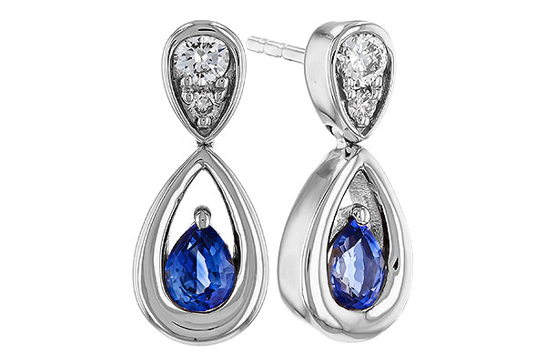 E311-12133: EARRINGS .42 SAPPHIRE .54 TGW (4x3 SAPP)