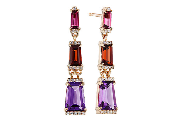 E311-13069: EARRINGS 1.98 SEMI-PREC (PT,GT,AMY) 2.05 TGW