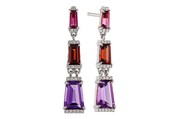 E311-13069: EARRINGS 1.98 SEMI-PREC (PT,GT,AMY) 2.05 TGW