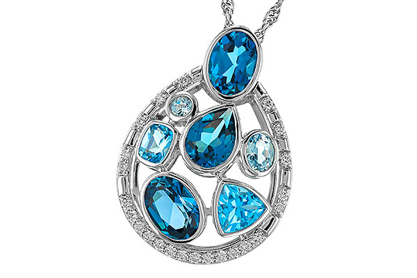 E311-14860: NECKLACE 3.23 TW BLUE TOPAZ 3.38 TGW
