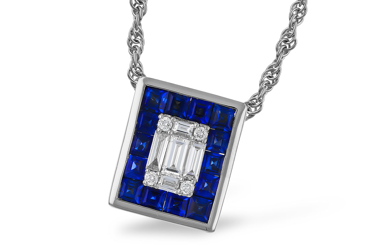 E311-16687: NECKLACE .84 SAPPHIRE TW 1.02 TGW