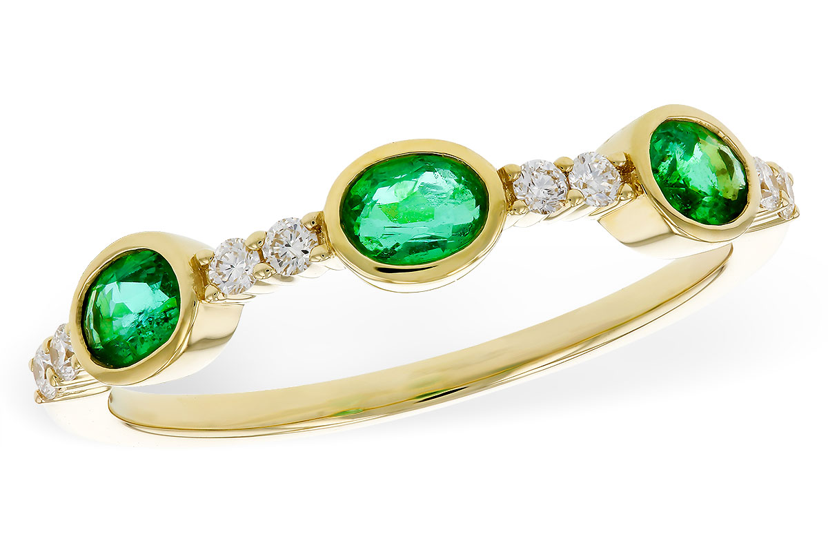 E311-17551: LDS WEDDING RG .46 TW EMERALD .58 TGW