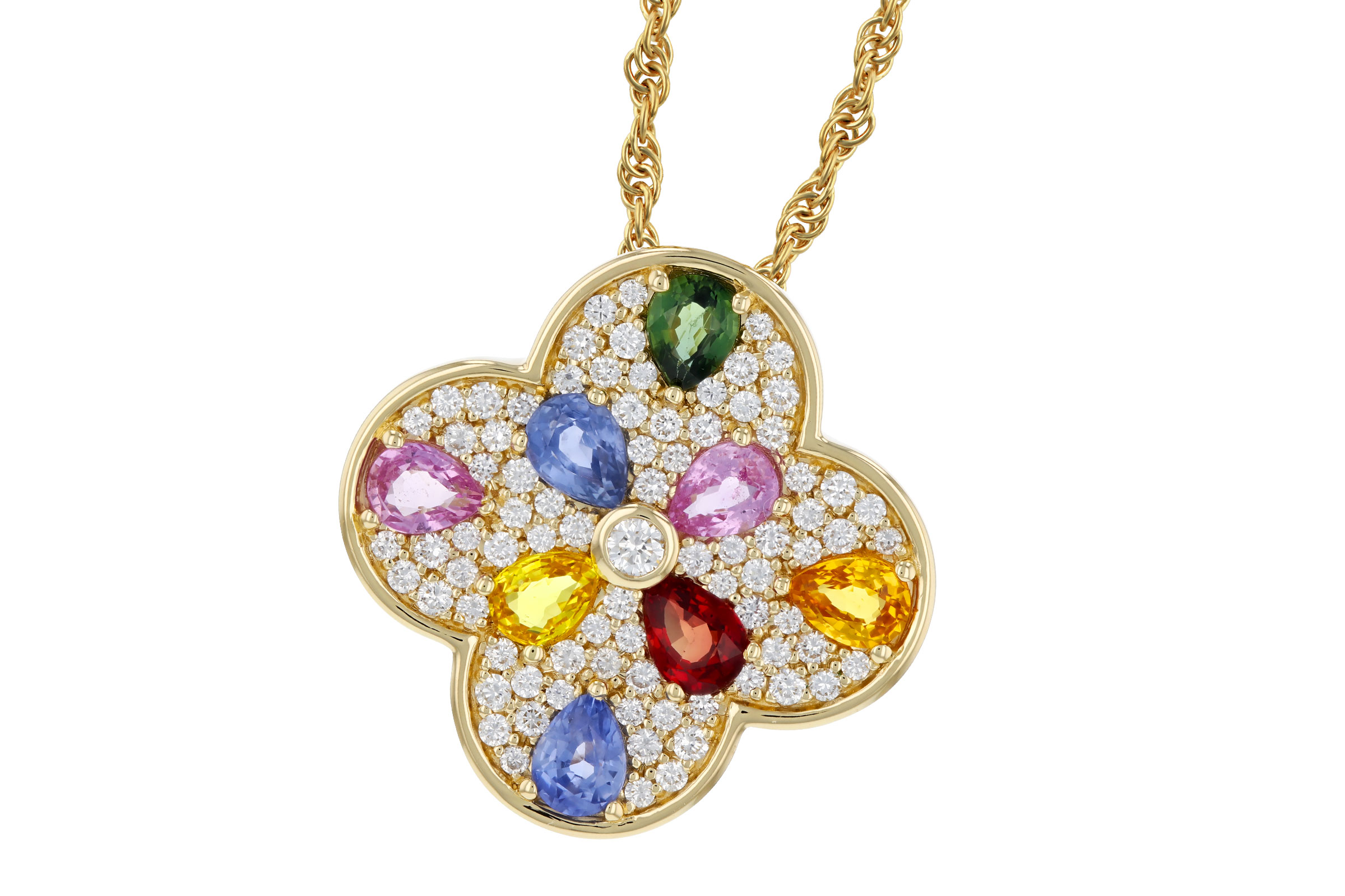 E312-03042: NECKLACE 1.40 MULTI-COLOR SAPPH 1.82 TGW