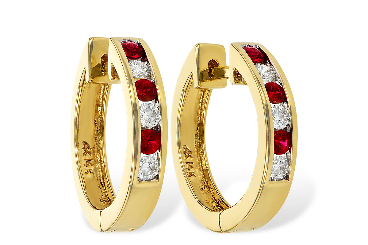 F037-48460: EARRINGS .29 RUBY .50 TGW
