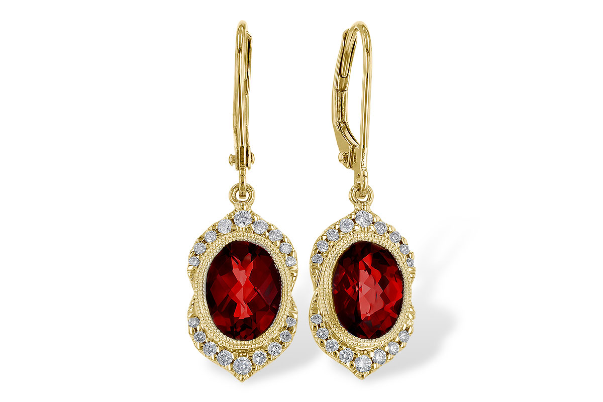 F311-09387: EARRING 3.06 GARNET 3.25 TGW