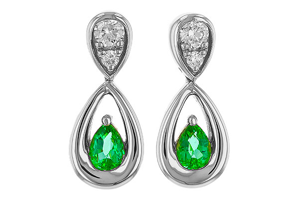 F311-13051: EARRINGS .20 EMERALD .32 TGW (4x3 EMER)