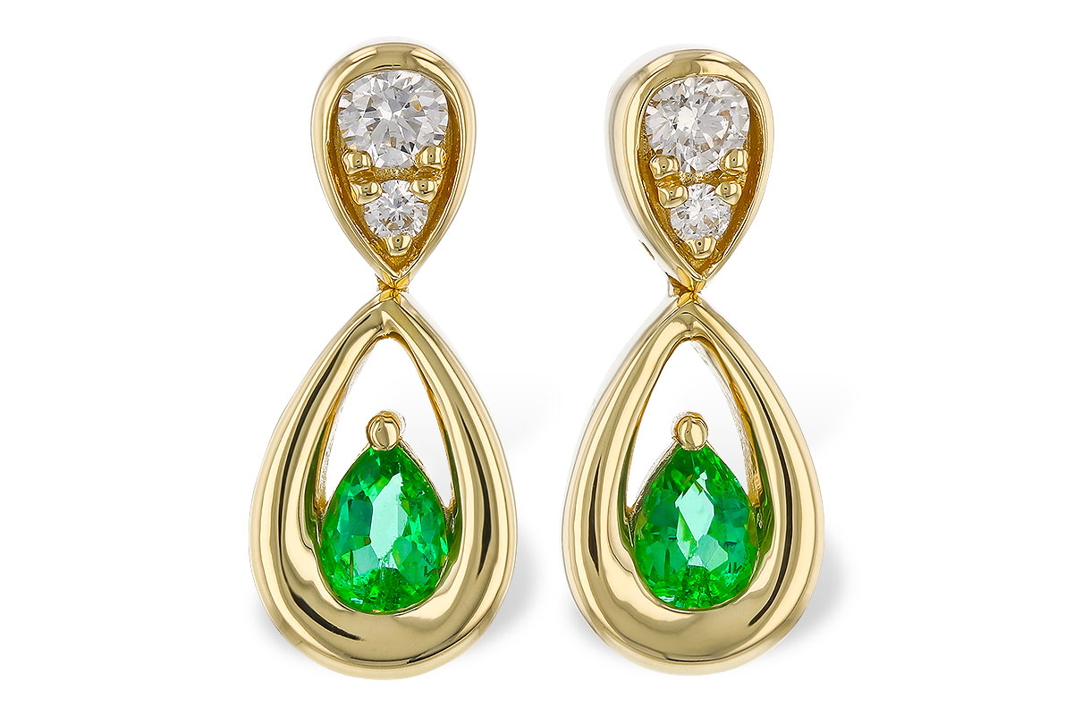 F311-13051: EARRINGS .20 EMERALD .32 TGW (4x3 EMER)