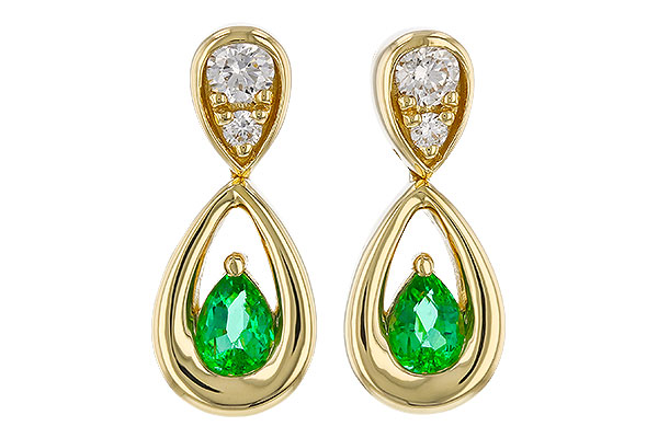 F311-13051: EARRINGS .20 EMERALD .32 TGW (4x3 EMER)