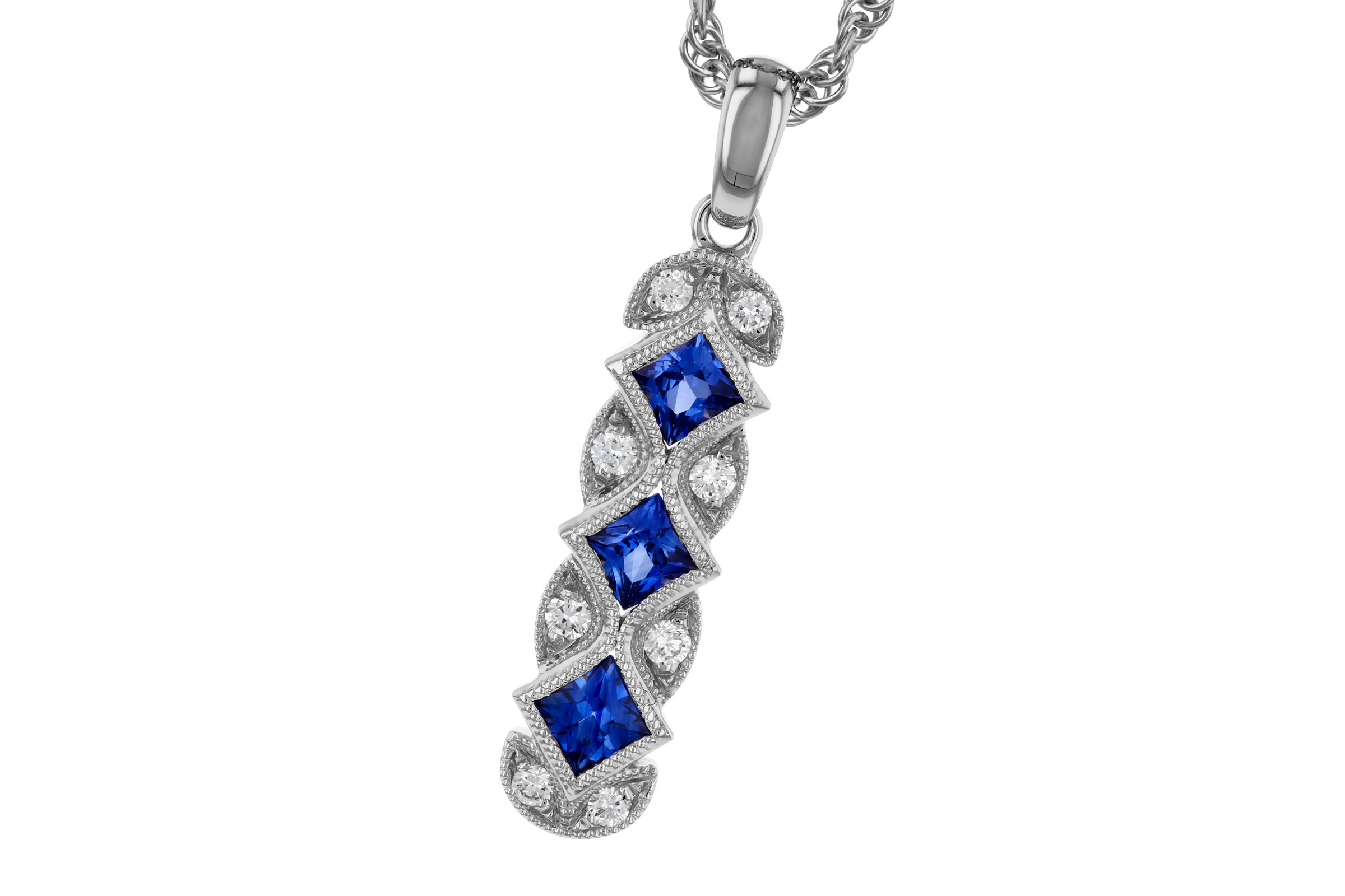 F312-02096: NECKLACE .55 TW SAPPHIRE .64 TGW