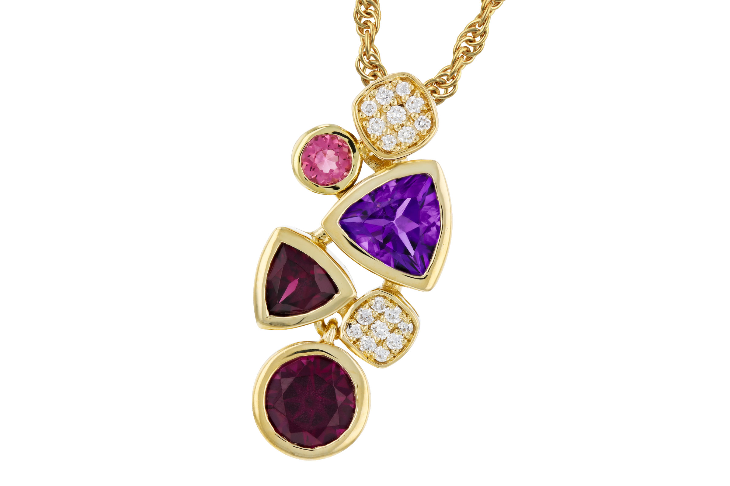 F312-02160: NECKLACE 1.34 SEMI-PREC (AM,RHO,PT) 1.40 TGW