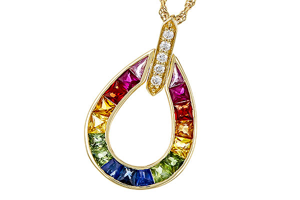 H311-12123: NECKLACE 1.10 MULTI-COLOR SAPPH 1.15 TGW