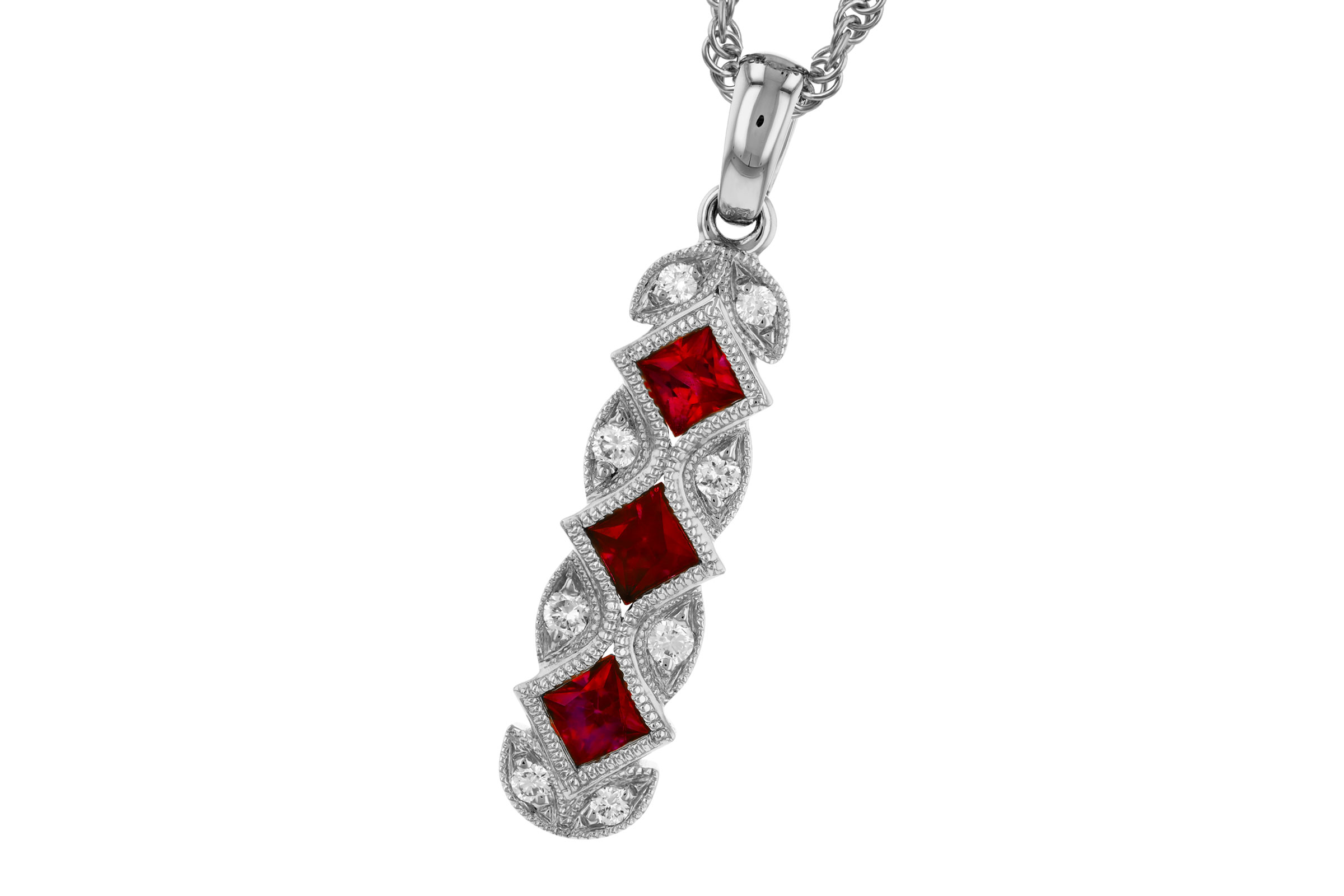 H312-01223: NECKLACE .55 TW RUBY .64 TGW