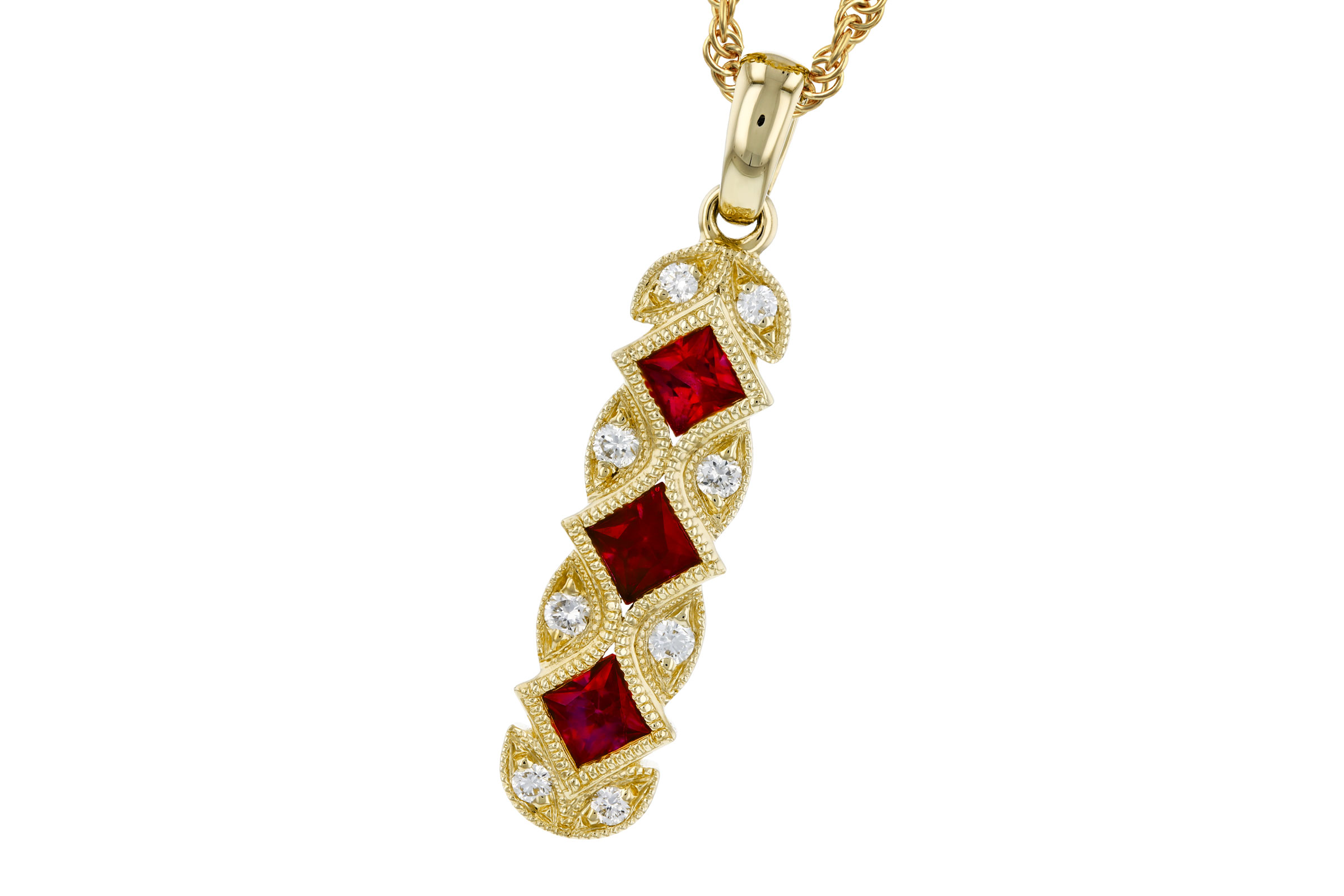 H312-01223: NECKLACE .55 TW RUBY .64 TGW