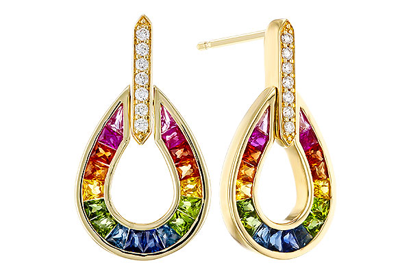 K311-12123: EARRINGS 1.18 MULTI-COLOR SAPP 1.25 TGW