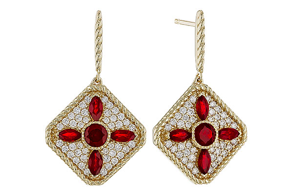 K311-13932: EARRINGS .99 TW RUBY 1.42 TGW