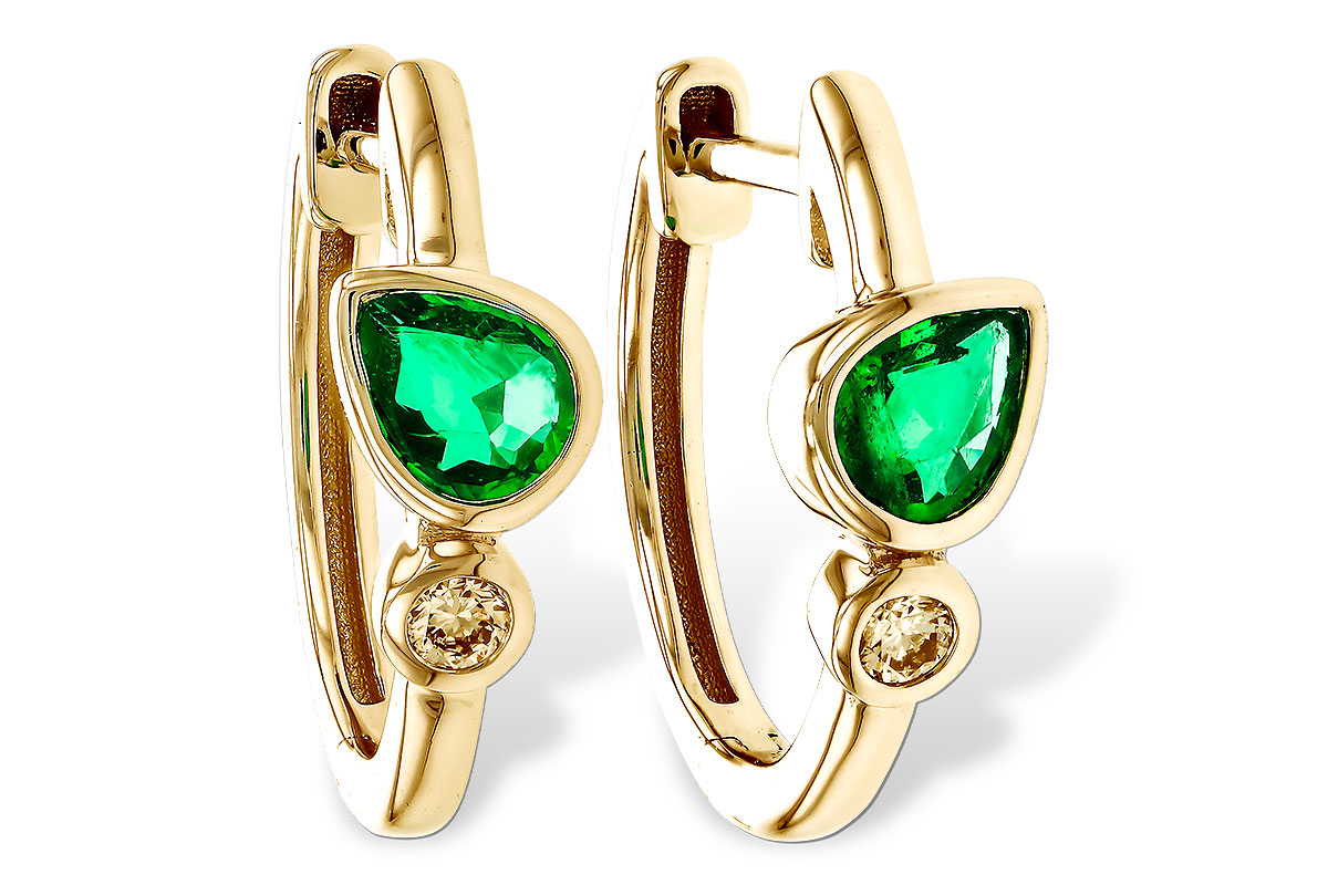 L311-13996: EARRINGS .38 TW EMERALD .44 TGW