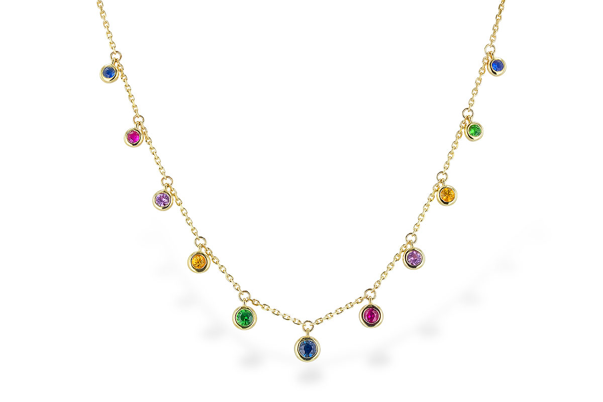M310-24850: NECK .90 TW MULTI-COLOR SAPPH & GREEN GARNET (18")