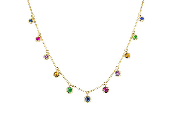 M310-24850: NECK .90 TW MULTI-COLOR SAPPH & GREEN GARNET (18")