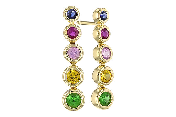 M310-26723: EARR .60 TW MULTI-COLOR SAPPH & GREEN GARNET