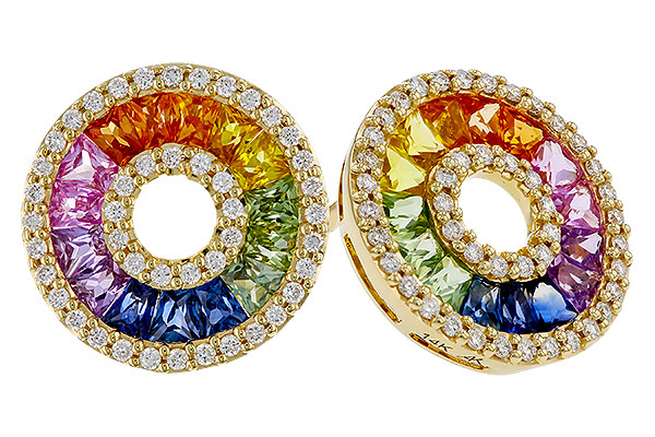 M311-12123: EARRINGS 2.10 MULTI-COLOR SAPP 2.37 TGW