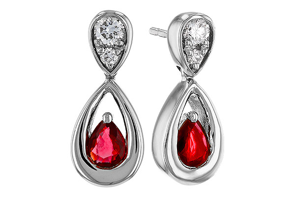 M311-12132: EARRINGS .40 RUBY .52 TGW (4x3 RUBY)