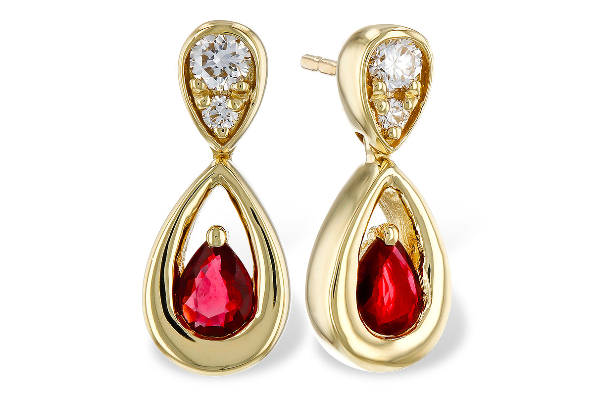 M311-12132: EARRINGS .40 RUBY .52 TGW (4x3 RUBY)
