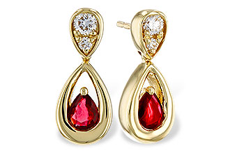 M311-12132: EARRINGS .40 RUBY .52 TGW (4x3 RUBY)