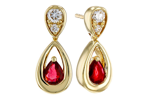 M311-12132: EARRINGS .40 RUBY .52 TGW (4x3 RUBY)